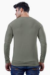 Olive Green Graphic Full Sleeves T-Shirt